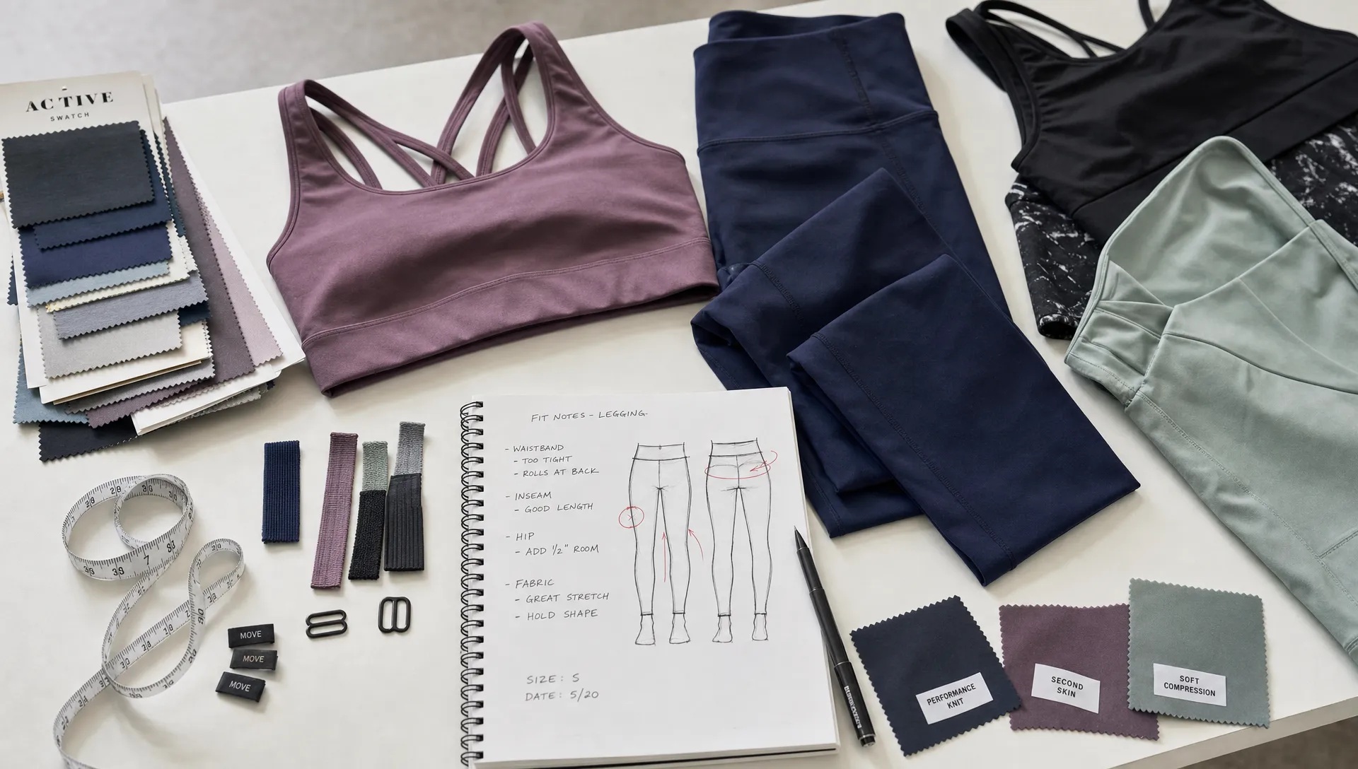 Women's blank activewear samples for private label and wholesale sportswear brands